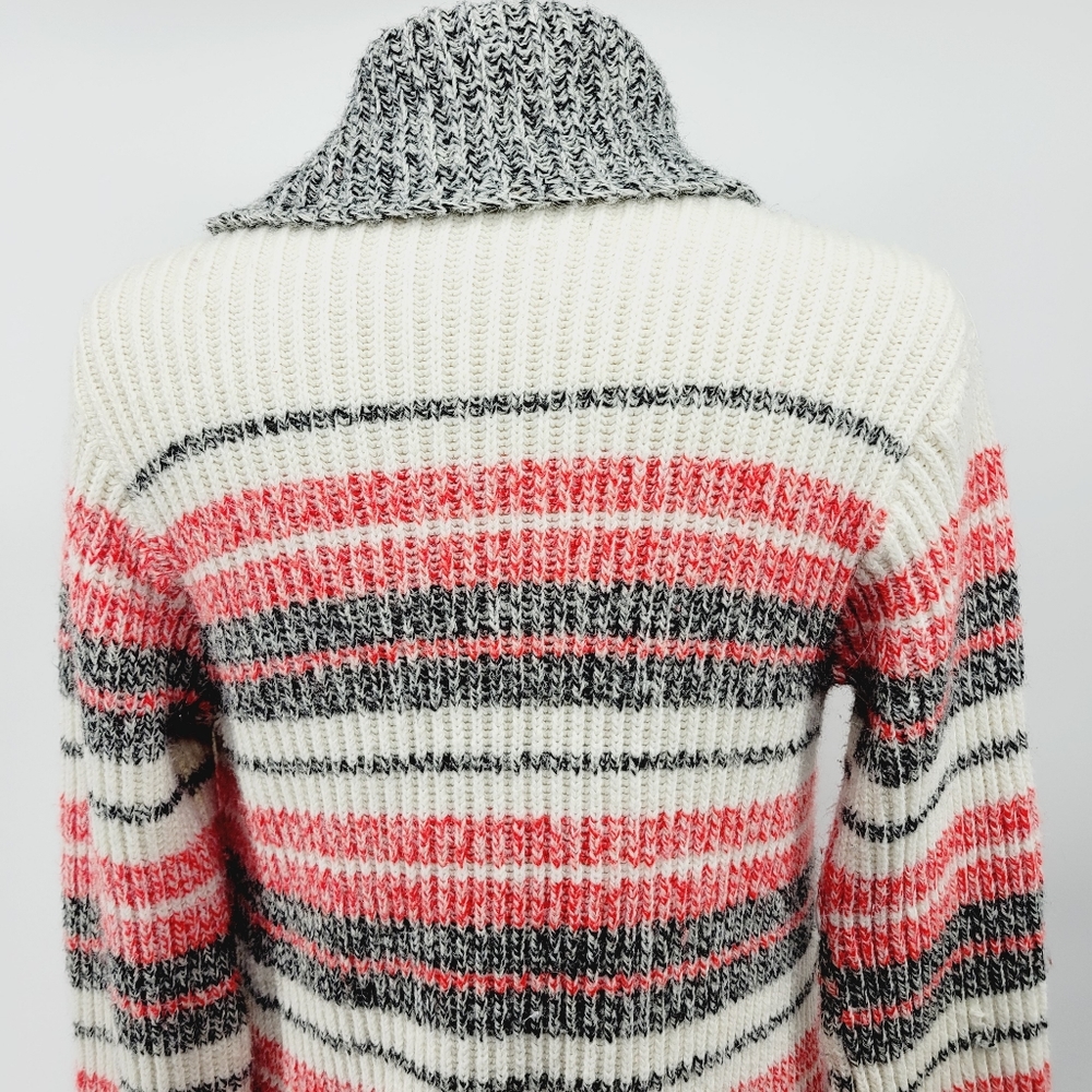 Sears Vintage Chunky Knit Striped Ribbed Cardigan Size Small - Picture 7 of 8